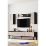 Yumedi Design TVR1819AT - Tarçın Tv Ünitesi Takımı 180CM Antrasit-Traverten - Antrasit - Traverten