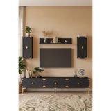 Yumedi Design TVR1897AG - Elifa Tv Ünitesi Takımı 180CM Antrasit-Gold - Antrasit - Altın