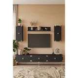 Yumedi Design Tvr1897ag - Elifa Tv Ünitesi Takimi 180cm Antrasit-gold Antrasit