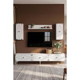 Yumedi Design TVR1897BS - Elifa Tv Ünitesi Takımı 180CM Beyaz-Silver - Beyaz - Gümüş