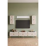 Yumedi Design Tvr1897btg - Elifa Tv Ünitesi Takimi 180cm Beyaz-traverten-gold Çok Renkli