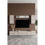 Yumedi Design Tvr1897bts - Elifa Tv Ünitesi Takimi 180cm Beyaz-traverten-silver Çok Renkli