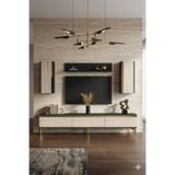 Yumedi Design TVR1898ATG - Cherry Tv Ünitesi Takımı 180CM Antrasit-Traverten-Gold - Antrasit - Traverten