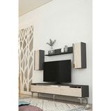 Yumedi Design TVR1898ATS - Cherry Tv Ünitesi Takımı 180CM Antrasit-Traverten-Silver - Antrasit - Silves