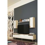 Yumedi Design TVR1898DBS - Cherry Tv Ünitesi Takımı 180CM Safirmeşe-Beyaz-Silver - Safir Meşe - Beyaz - Gümüş