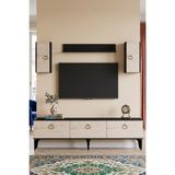 Yumedi Design TVRB8001AT - Demet Tv Ünitesi Takımı 180CM Antrasit-Traverten - Antrasit - Traverten
