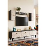 Yumedi Design TVRB8002AT - Pervana Tv Ünitesi Takımı 180CM Antrasit-Traverten - Antrasit - Traverten