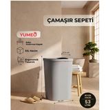 Yumeo Slim 53 Litre Kapaklı Çamaşır Sepeti Dar Alanlara Uygun Plastik Kirli Sepeti Gri