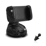 Yumfugu Pack-1 Bling Araç Telefonu Tutucu, 360 Derece Ayarlanabilir Parlak Araç Telefonu Montajı, Evrensel Kristal Yapay Elmas Telefon Standı, Ön Cam Gösterge Paneli ve Hava Çıkışı için Araba