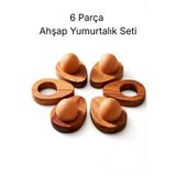YUMİ Doğal Ahşap 6’lı Yumurtalık Seti - Kahvaltı Sofrası İçin Ahşap Yumurta Sunumluğu