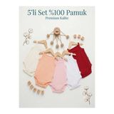 YUMİYUMM 5'li set %100 pamuk ip askılı çıtçıtlı badi