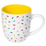 Yummy Sprinkles kupa | Gökkuşağı Sprinkles ile Sevimli Kahve Kupası | Kahve Fincanı Hediyesi | Lavanta kupası | Yeşil, Sarı, Kırmızı, Pembe ve Mavi Sprinkles ile Beyaz Seramik kupa | Büyük, Eğlenceli