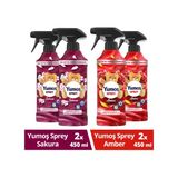 Yumoş 2x450 ml Sakura + 2x450 ml Amber Yıkanması Zor Eşyalar İçin Giysi Spreyi