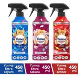 Yumoş Ev&Tekstil Spreyi 450 ml Amber, Sakura ve Lilyum Renk Seçenekleri ile Üçlü Set