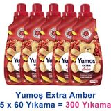 Yumoş Extra Konsantre Çamaşır Yumuşatıcısı Amber 1440 ml 60 Yıkama x 5 Adet - 7,2 lt