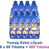 Yumoş Extra Konsantre Çamaşır Yumuşatıcısı Lilyum 1440 ml 60 Yıkama x 8 Adet - 1,44 lt