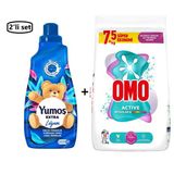 Yumoş Extra Lilyum 1440 Ml Yumuşatıcı + Omo Active Beyazlar Ve Renkliler Toz Çamaşır Deterjanı 7.5 Kg--(2'Li Set)