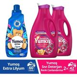 Yumoş Extra Lilyum Konsantre Yumuşatıcı 1440 Ml + Renkli Giysiler Için Deterjan 2520 Ml X2