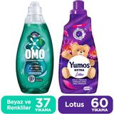 Yumoş Extra Yumuşatıcı Lotus 1440 ml X1 Omo Express Fresh Beyaz ve Renkliler Sıvı Deterjan 1480 Mlx1 - 1,44 lt