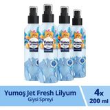 Yumoş Jet Fresh Giysi Spreyi Yıkamadan Ferah Koku ve Ütü Etkisi Lilyum 200 ml x4 - 450 ml