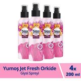 Yumoş Jet Fresh Giysi Spreyi Yıkamadan Ferah Koku ve Ütü Etkisi Orkide 200 ml x4 - 450 ml