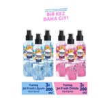 Yumoş Jet Fresh Ütü Etkisi Giysi Spreyi, Lilyum 200 ml x 3 + Orkide 200 ml x 3