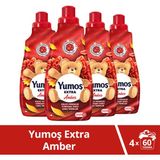 Yumoş Yumos Extra Konsantre Çamaşır Yumuşatıcısı Amber 1440 ml x4 Kalıcı Ferahlık ve Yumuşak Doku - 1,44 lt