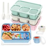 Yumuk Bento Box Yetişkin Öğle Yemeği Kutusu (4'lü Paket) - 4 Bölmeli Atıştırmalık Kutusu Konteyner Bento Kutusu, 40oz/1300ML Yemek Hazırlama Kapları 2 Sos Kabı ve Gereçleri ile Yeniden Kullanılabilir