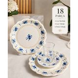 Yumuk Shop 18 Parça Blue Garden Lüks Pasta Çay Saati Seti - 20 cm