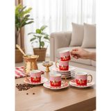 Yumuk Shop Naravian 6 Kişilik Piano Bird Kahve Fincan Takımı 90 ml - 08 Kırmızı