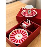 Yumuk Shop Pink Bird 4 Kişilik Özel Kutulu Kahve Fincanı Takımı 90 ml - Pembe