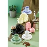 Yumuk Shop Vera 6 Kişilik Lüks Renkli Kahve Fincanı Takımı 90 ml