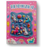 Yumurcak 3D Balon Çıkartmalı Aktiviteli Boyama Kitabı Tek Boynuzlu At 15 li 3d Balonlu Çıkartma Labirent-Nokta Birleştirme-Matematik-Fark Bulma Dikkat Çalışmaları