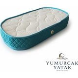 Yumurcak Yatak Mavi Oval Bebek Yatağı Yeni Doğan Ortopedik Süngerli Konforlu Bebek Yatağı - 50 x 110 cm