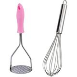 Yumurta Çırpıcı ve Renkli Saplı Metal Patates Ezici