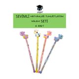 YUMURTLAYAN KALEM SETİ SEVİMLİ HAYVANLAR 4 ADET