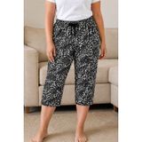 Yumuşacık Premium Modal Dokulu Büyük Beden Kapri Pijama Altı – Nefes Alan, Esnek Lastikli, Rahat Kesim, Gün Boyu Konfor + Hediye Çorap (Siyah-Beyaz - monochrome - Leopar) (5XL)