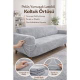 Yumuşacık Welsoft Lastikli 3 Kişilik Koltuk Örtüsü Kaymaz Esnek ve Yıkanabilir Koltuk Kılıfı (gri)