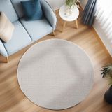 Yumuşak Bukleli Sisal Jüt Salon Oturma Odası Krem Renkli Yuvarlak Halı
