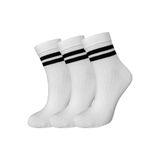 Yumuşak Dokulu Çizgili Likralı Kadın Soket Çorap, 3'lü - 6'lı Paket (Beyaz 3 Çift, 36-40)