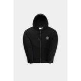 Yumuşak Ezar Zip Hoodie - Rahat Kesim, Çizgili Kapüşonlu ve Önden Fermuarlı - Siyah - 2XL