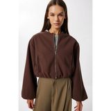 Yumuşak Kaşe Soft Bomber Ceket - Kahverengi