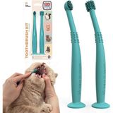 Yumuşak Kedi Diş Fırçası Seti - Köpekler Için Uygun - Gıda Sınıfı Silikon - Kedi Diş Bakımı, Kedi Diş Temizleme, Kedi Diş Fırçalama Seti (Tropikal Deniz Mavisi) - Abanoz
