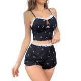 Yumuşak Kumaşlı Çiçekli Şortlu Dantelli Gecelik Takımı, Rahat Ve Şık Ev Giyim,kadın Pijama