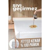 Yumuşak Pamuklu Su Geçirmez Yatak Koruyucu, Kapitoneli, 5 Ebat Seçenekli - Ahşap - Beyaz