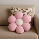 Yumuşak Peluş Çiçek Dekoratif Yastık, Pembe ve Beyaz, Daisy Tasarımı, Kanepe ve Yatak Odası için