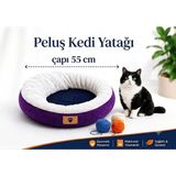 Yumuşak Peluş Kedi Yatağı, 55 Cm, Papyon Hediye ile Konfor Sağlar