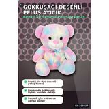 Yumuşak Peluş Oyuncak Gökkuşağı Desenli Ayıcık 45 Cm Sevimli Hediye İçin Tekli Bx-313537