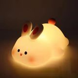 Yumuşak Silikon Tavşan Mini Gece Lambası Dekoratif Işık Derecesi Ayarlanabilir Yatak Odası Lambası Rabbit Kitap Okuma Lambası Çocuk Odası (Tavşan - Yh302) [Enerji Sınıfı A+]
