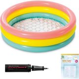 Yumuşak Tabanlı Renkli 3 Boğumlu Baby Pool Çocuk Bebek HAVUZU,114X25 cm ve Pompa+Yama Set, Pompa ve Yama Hediyelidir, Çocuklar Için Aktivite Aile